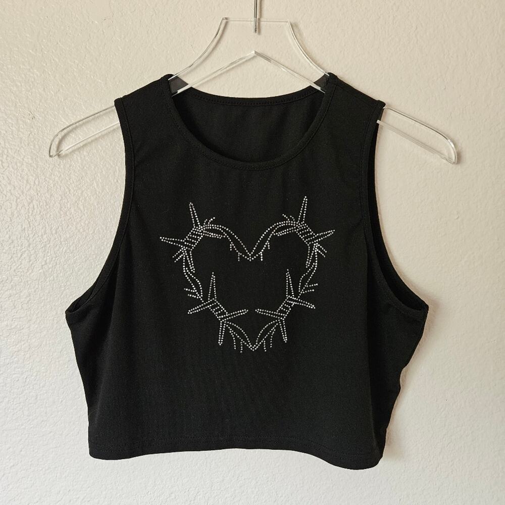 Shein Studded Heart Crop Top XL